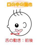 イラスト：口の中の動き　舌の動き：前後