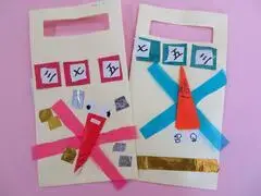 写真：大きなトンボの形に紙を切り貼りした袋