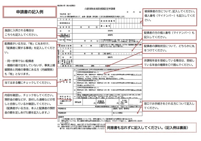 イラスト：申請書記入例