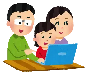 イラスト：パソコンを使う様子