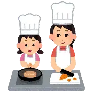 イラスト：料理する親子