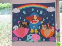 写真：かえるとかたつむりのつるし飾り