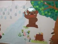 写真：葉っぱをのせている熊