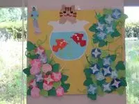 写真：朝顔と金魚と猫