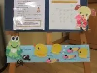 写真：かえるとあひるとめだか