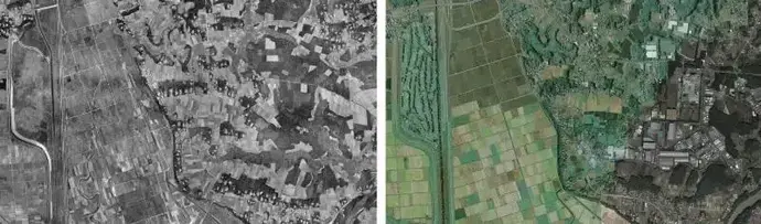 写真：菅生沼地区浅間山農場の比較