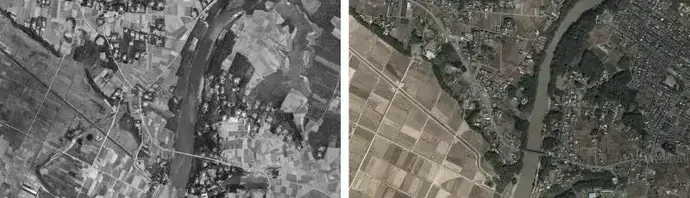 写真：菅生沼地区板戸井農場の比較