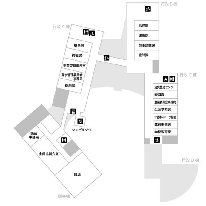 イラスト：庁舎案内図2階