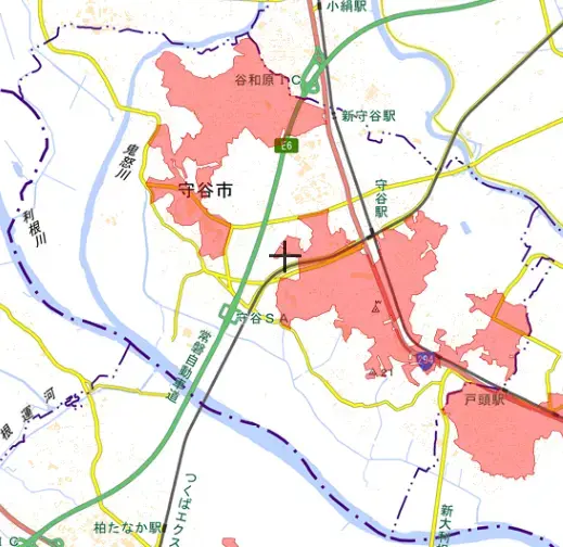 地図：人口集中地区境界図（DID）