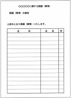 写真：署名簿の形式例