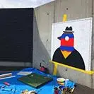 写真：14か所目の制作途中のコジュケイ