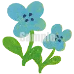 イラスト：水色の花A