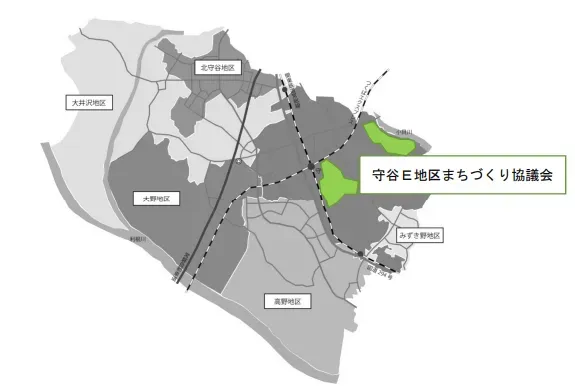 守谷E地区まちづくり協議会対象地区（地図画像）