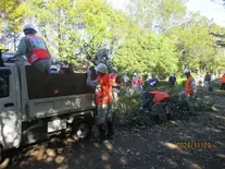 写真：市役所職員積み込み