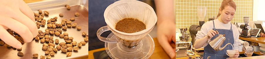 knotcoffee店内にてコーヒーを入れている様子