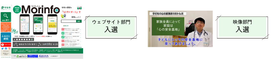 ウェブサイト部門入選、映像部門入選